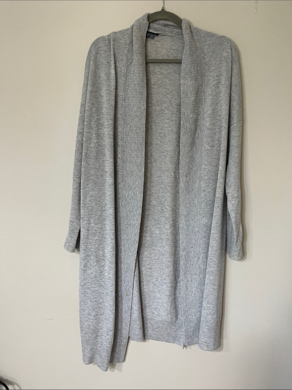 Vince Heather Gray Longline Open-Front Cardigan